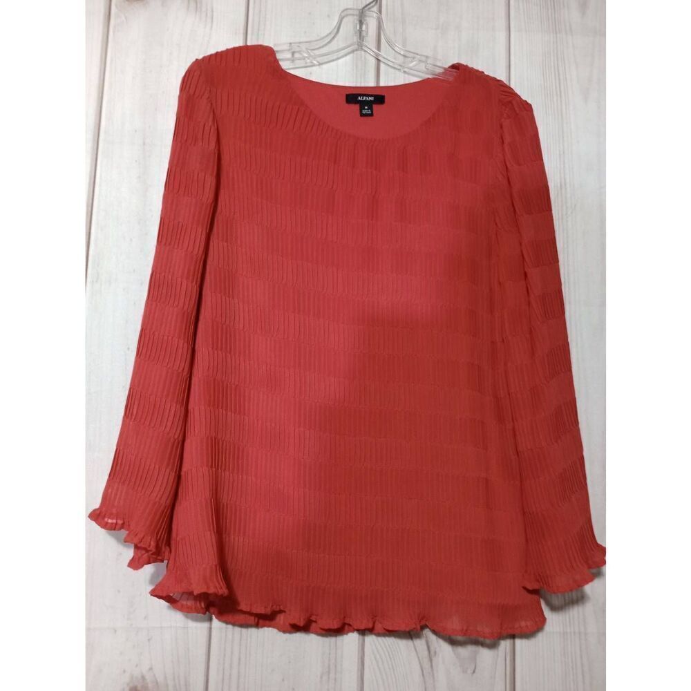 Alfani Shirt Ladies Medium Sheer Sleeve Light Weight